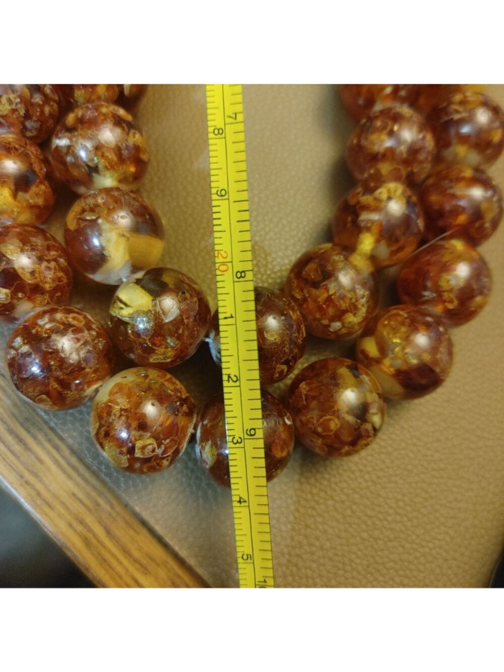 Double Strand Amber Bead Necklace Vintage Sterling Silver Clasp 206g 15mm Beads - Picture 8 of 16